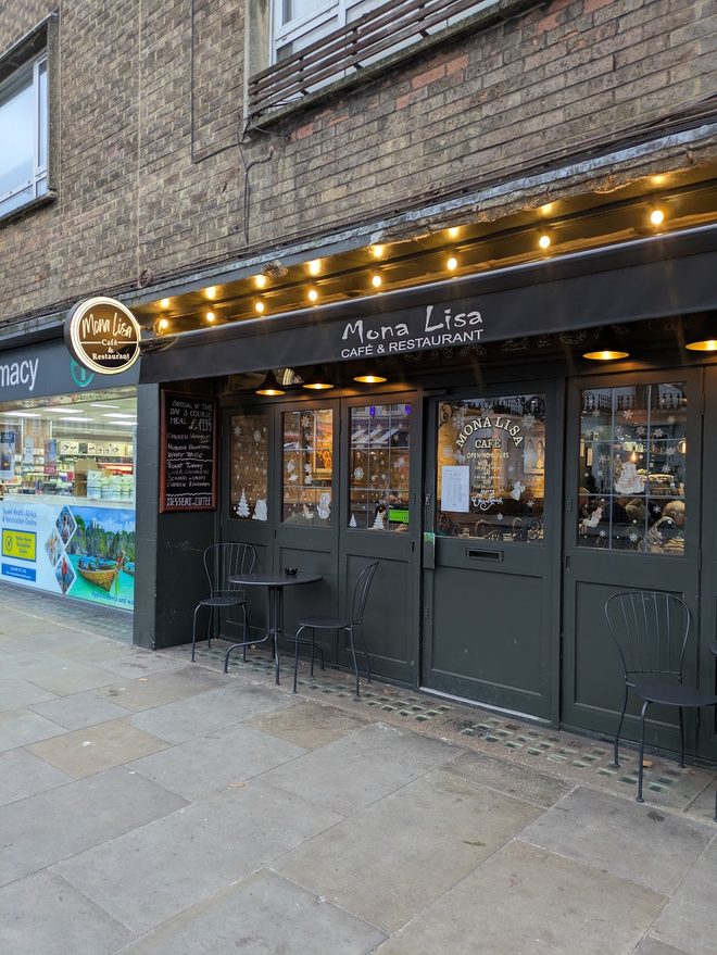 The lit frontage on King's Road. Crop the burned-in caption text off the edge.