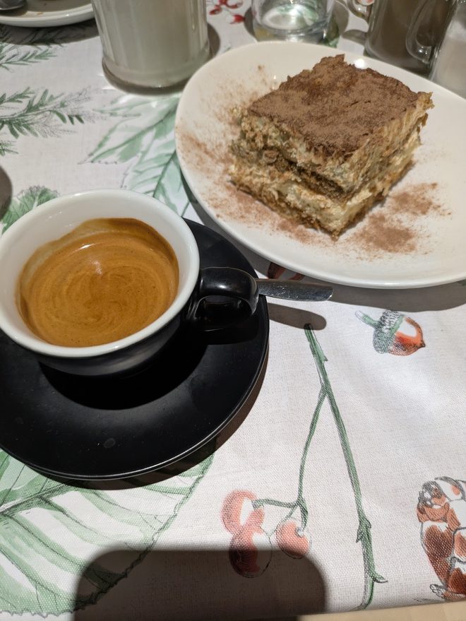 Tiramisu and an espresso.